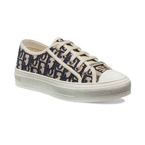 women dior walk'n' sneaker oblique embroidered cotton|Dior embroidered deep blue sneaker.